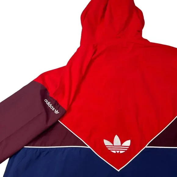 Adidas Originals Mens Large Hooded C Windbreaker Jacket Retro Colorblock